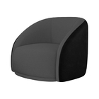 Poltrona Giratória 87cm Heidi Courino Preto | Veludo Cinza -